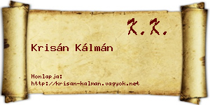 Krisán Kálmán névjegykártya